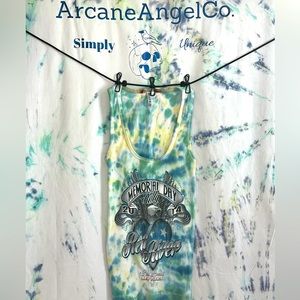 Memorial Day motorcycle rally women’s tank top up cycled tie dyed